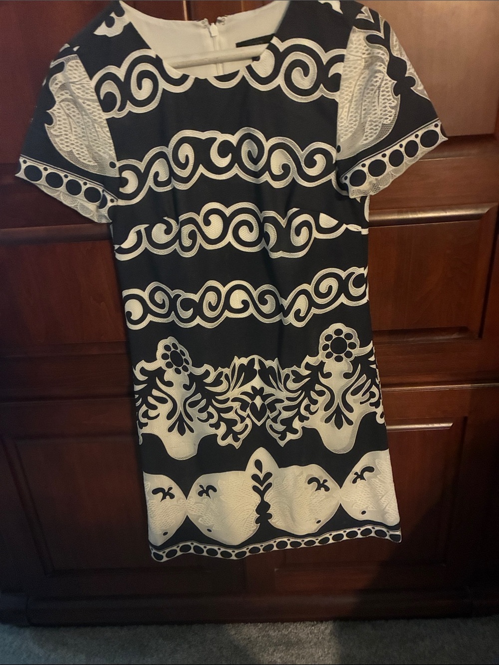J. Crew Navy and White Graphic A-Line woman Size 00 Dress